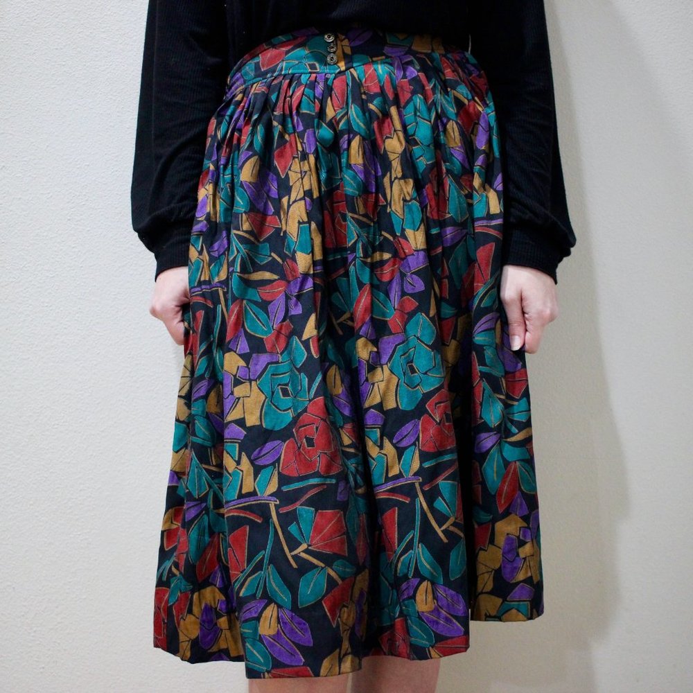Vintage jewel-toned pleated skirt - Picture 1 of 12